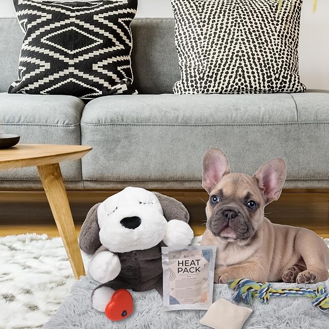 Heartbeat Puppy for Dogs with Blanket, Heat Packs and Chew Toy - Pet Anxiety Relief and Calming Sleep Aid - Perfect Dog Stuffed Animal for Behavioral Crate Training - Dog Toys