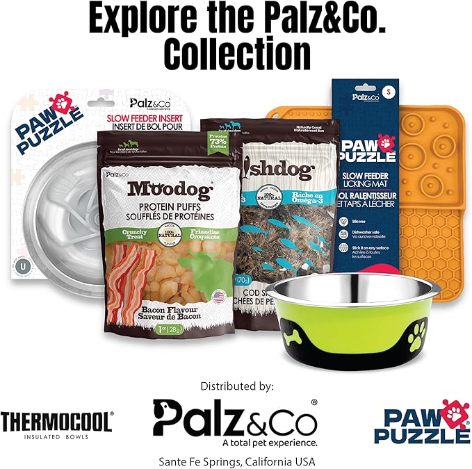 Palz&Co Paw Puzzle 2-in-1 Slow Feeder & Lick Mat for Dogs and Cats, Dry and Wet Food, Dishwasher Safe Silicone, Medium 12"x8", Purple