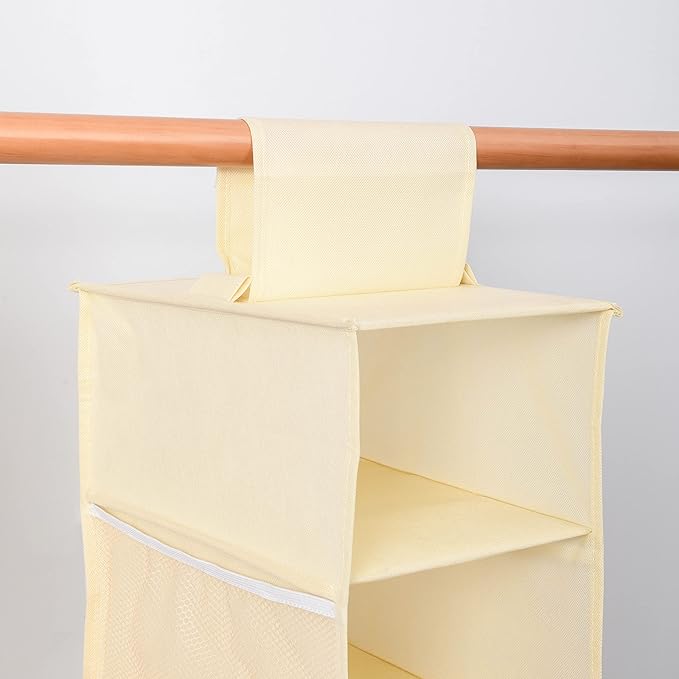 Hanging Shoe Organizer for Closet with Side Mesh Pockets,Hat Racks for Baseball Caps,Shoe and Hat Holder & Storage,8-Shelf,Beige,1 Pack