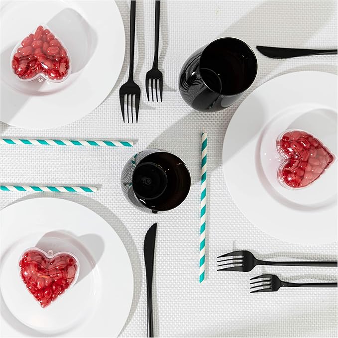 Hammont Heart Shaped Acrylic Candy Boxes - 12 Pack - 2.51"x2.08"x1.18"- Perfect for Weddings, Birthdays, Party Favors and Gifts | Designer Cute Clear Lucite Plastic Treat Containers