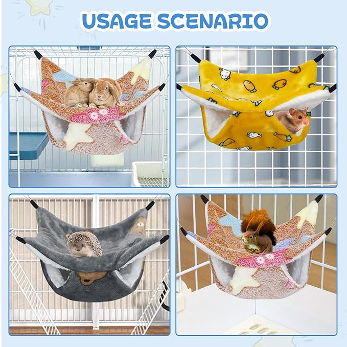 3 Pcs Guinea Pig Hammock, Rat Ferret Hanging Hammock Guinea Pig Accessories for Small Animals Chinchilla Parrot Sugar Glider Ferret Hamster Squirrel (11"×11")