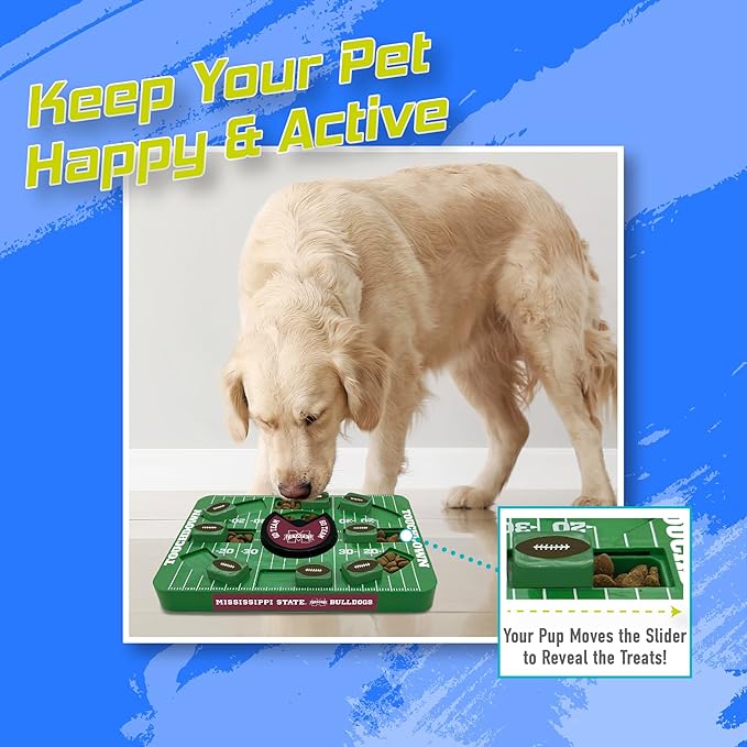 Pets First NCAA Mississippi State Large Puzzle Toy, New Size, Interactive Dog Treat & Slow Feeding Toy