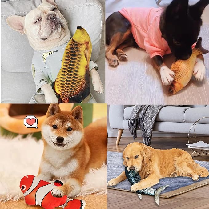 Realistic Flopping Fish Dog Chew Toy - Electric Moving Interactive Pet Toy for Small Medium Dogs, Chew Rocking Toy for Indoor Outdoor Exercise