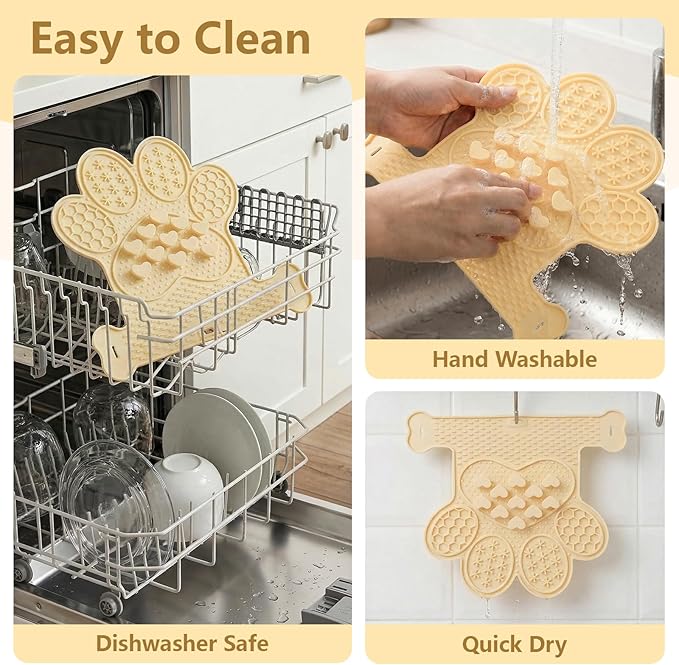 Licking Mat for Dogs & Cats, Slow Feeder Lick Pat, Anxiety Relief Dog Feeding Mat for Butter Yogurt Peanut, Yellow