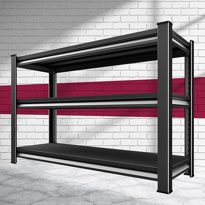 48''W Garage Shelves Heavy Duty - 1,560Lbs Steel Metal Adjustable Utility Storage Shelving Rack Units 48" W x 16" D x 36" H 3 Tier Black