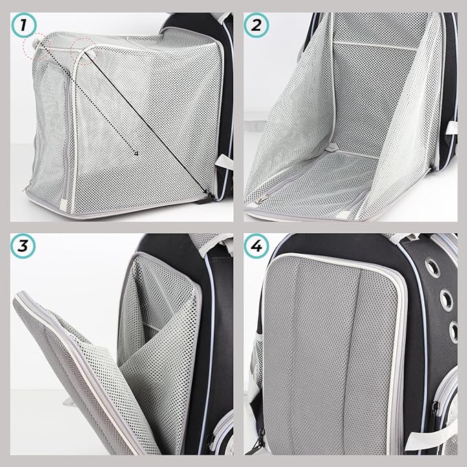 Expandable Bubble Cat Backpack — Dual-Side Expansion, Airline Approved, Up to 16lbs
