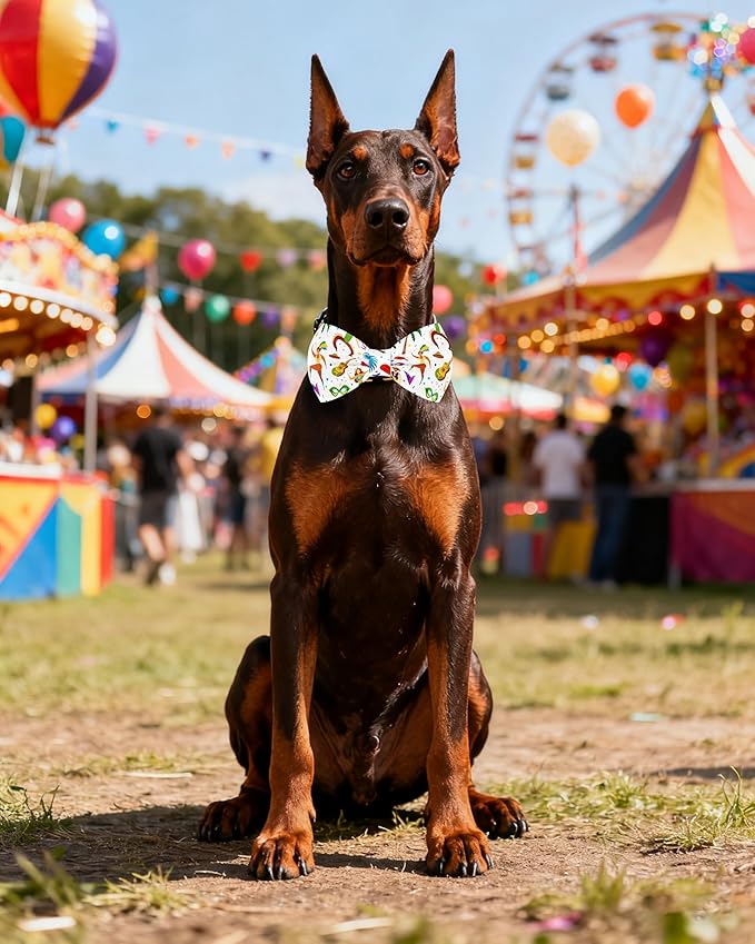 PET SHOW 10 Pack Mardi Gras Big Dog Bow Ties Sliding Collar Attachment Pet Bowties for Medium Large Dogs Holiday Party Bowknots Collar Charms Grooming Accessories