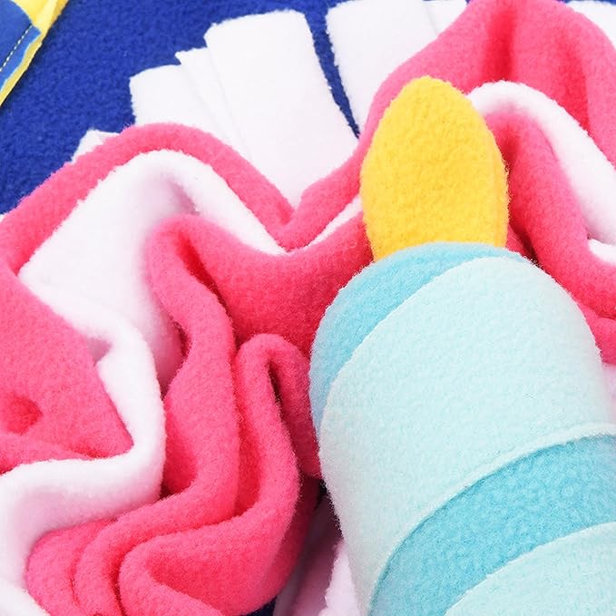 P.L.A.Y. Cute Snuffle Mat for Dogs - Birthday Themed Interactive Food & Treat Mat for Puppies Dogs - Enrichment Toy, Great for Slow Feeding, Nosework & Foraging Skills - Machine Washable