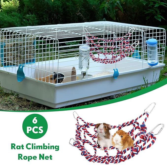 Berlune 6 Pcs Rat Ropes for Cage Rat Cage Accessories Climbing 12.6 x 9.84 Inch Bird Rope Toys for Pet Hammock Hamster Cotton Bridge Bird Ladder for Small Animal Habitat Play