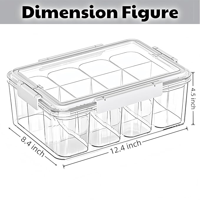 (2026 New) Craft Organizers And Storage With 12 Compartment,Acrylic Organizer Containers With Lids,Clear Bead Organizers And Storage With Handle,Airtight Sewing Box.4 Removable Inner Box. (Clear)