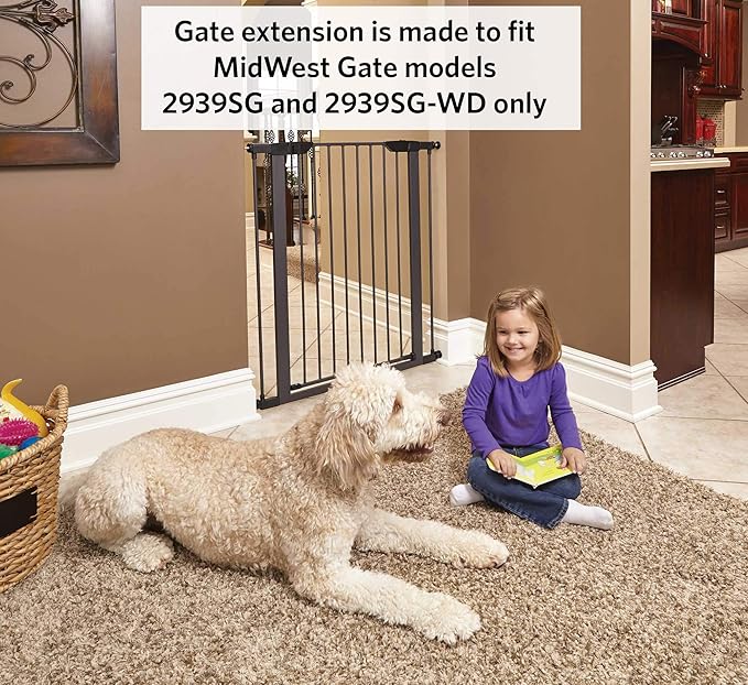 MidWest Homes for Pets Steel Pet Gate Extension; Pet Gate Extension Measures 6' Wide x 39' High in Textured Graphite (Fits MW Model # 2939SG & 2939SG-WD)