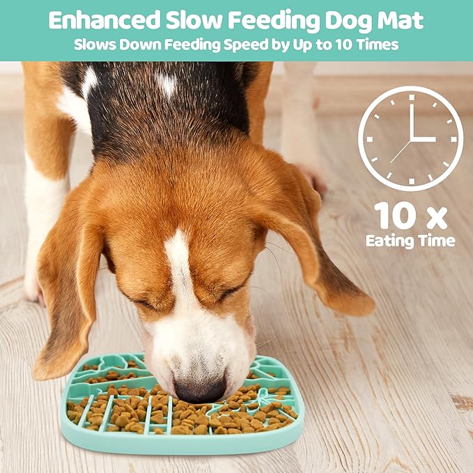 Puzzle Feeder Dog Lick Mat,Freezable Dog Enrichment Toys for Mental Stimulation and Anxiety Relief, Silicone Lick Mat for Dogs and Cats, Dog Slow Feeder that Supports All Types of Food, Green
