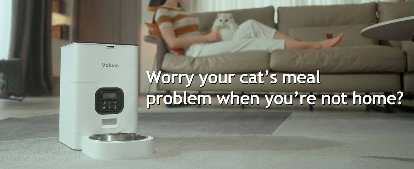 VOLUAS Automatic Cat Feeder, 4L Timed Dry Food Dispenser for Cats & Dogs
