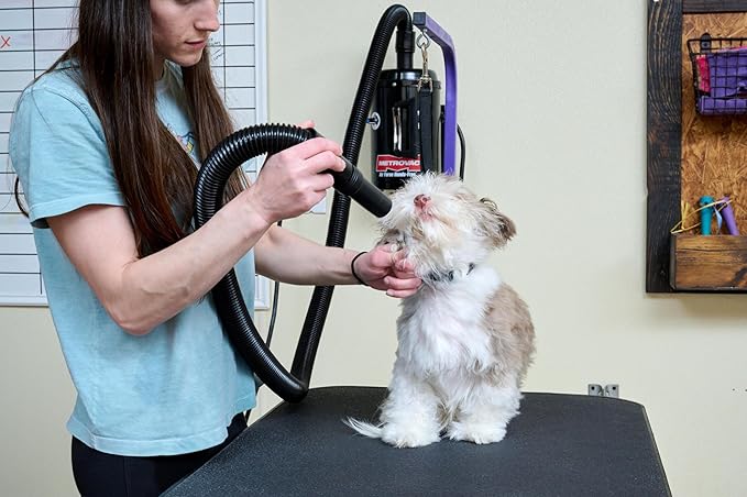 METROVAC Air Force Hands-Free High Velocity Dog Hair Dryer | Variable Speed Pet Grooming Blower with Heat and Adjustable Hose