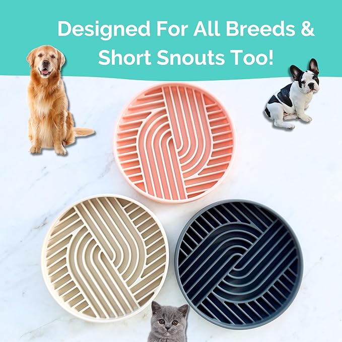 Gray Silicone Slow Feeder Bowl for Dogs, Cats and Pets by Stella and Bear Co.