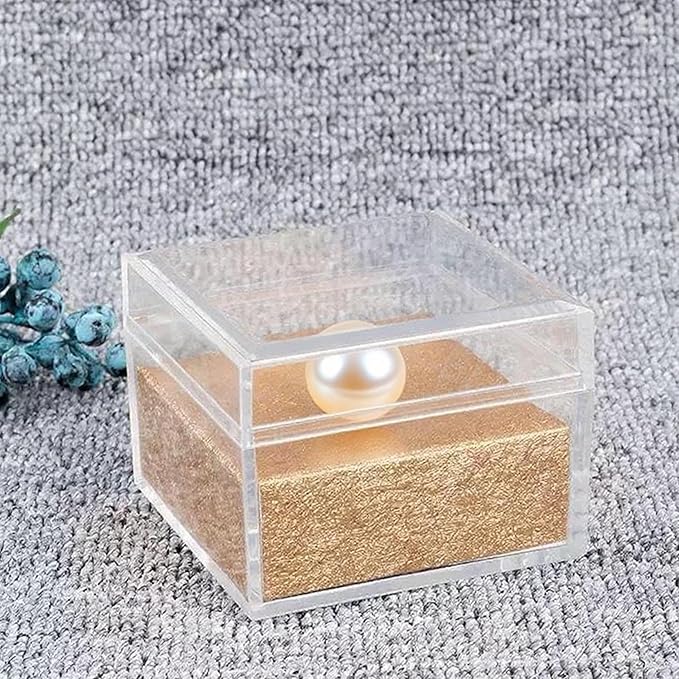 Small Clear Box Acrylic Boxes with Lids Plastic Square Cube 12 Pieces Small Storage Containers for Candy Pill and Tiny Jewelry