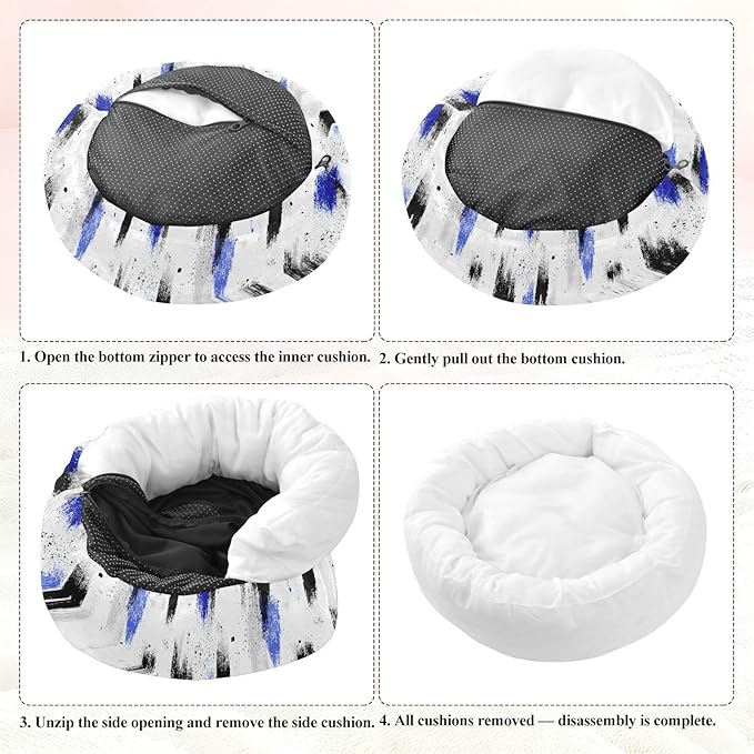 Black Blue Brush Pet Dog Beds Anxiety Relief fluffier Calming Bed for Small Size Pets Supplies