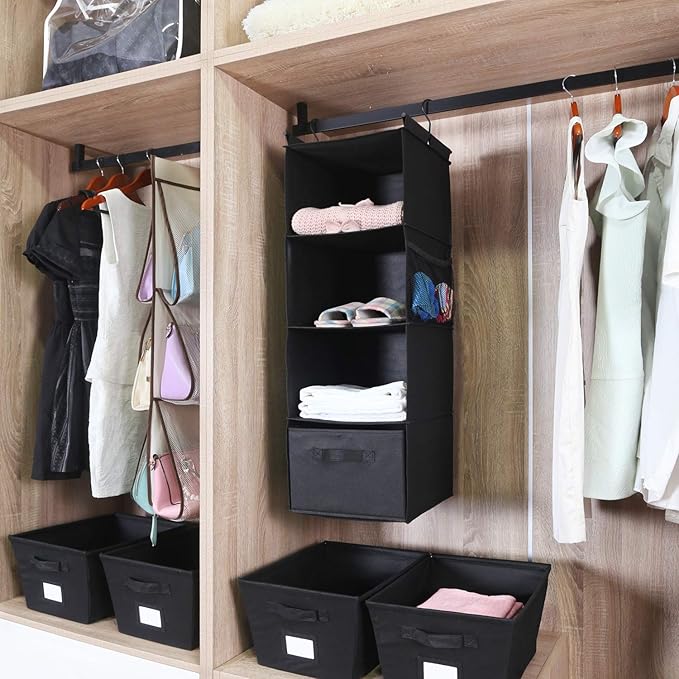 MAX Houser Hanging Closet Organizer, Hanging Sweater Organizer,Foldable Hanging Shelves for Closet