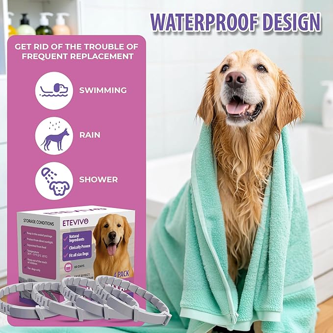 Calming Collar for Dogs 4 Pack – Dog Pheromone Collars Anxiety Relief, Stress & Separation – 25 Inches Adjustable Fits Small Medium Large Dogs – Long Lasting 60 Days, Helps Reduce Bad Behavior