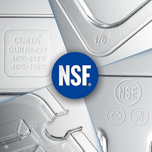 CURTA 6 Pack NSF 1/9 Size Food Pan Cover, Clear Polycarbonate Lidfor Commercial Food Pan, Dishwasher & Freezer Safe Plastic Clear