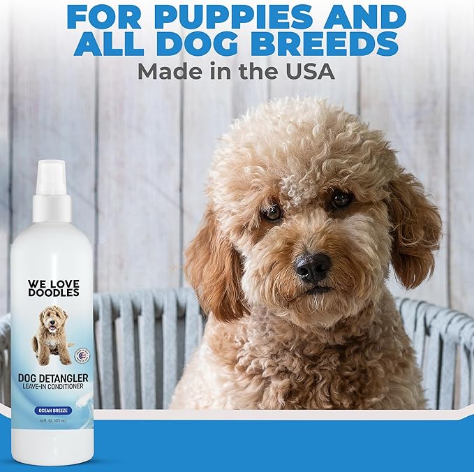 We Love Doodles Dog Shampoo & Dog Detangler Spray Pack - Pet Shampoo & Conditioner for Dogs, Doodle Detangler Spray, Cleans & Moisturizes, Reduces Tangles & Mats, Ocean Breeze, Total 32 oz