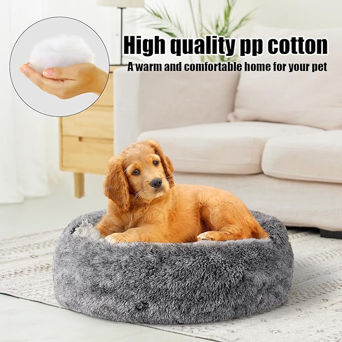 Cat Beds for Indoor Cats,Cat Cave for Puppy and Kitty,Calming Small Dog Bed for Small Dogs with Cover Cave,Cozy Warming Fluffy Washable Anti-Slip Pet Sleeping Bag (Grey, 22 * 22inch)