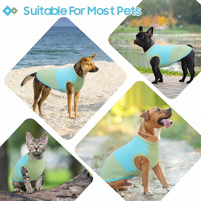 BRKURLEG Dog Cooling Vest, UPF 50+ Sun Protection Dog Cooling Shirts, Breathable Quick Dry Vest for Small to Large Dogs & Cats, Lightweight Summer Pet Clothing for Hiking, Beach, Bluegreen, XL