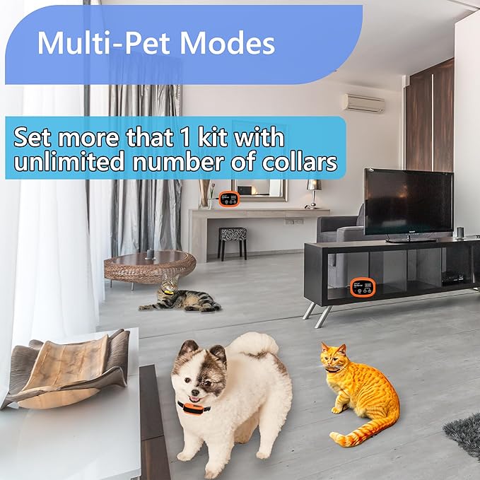 Indoor Pet Barrier for Dogs,Wireless Indoor Electric Fence,Pet Gate, Keeps Areas Off Limits,Dog Fence Waterproof/Rechargeable Training Collar (2 Dogs System)