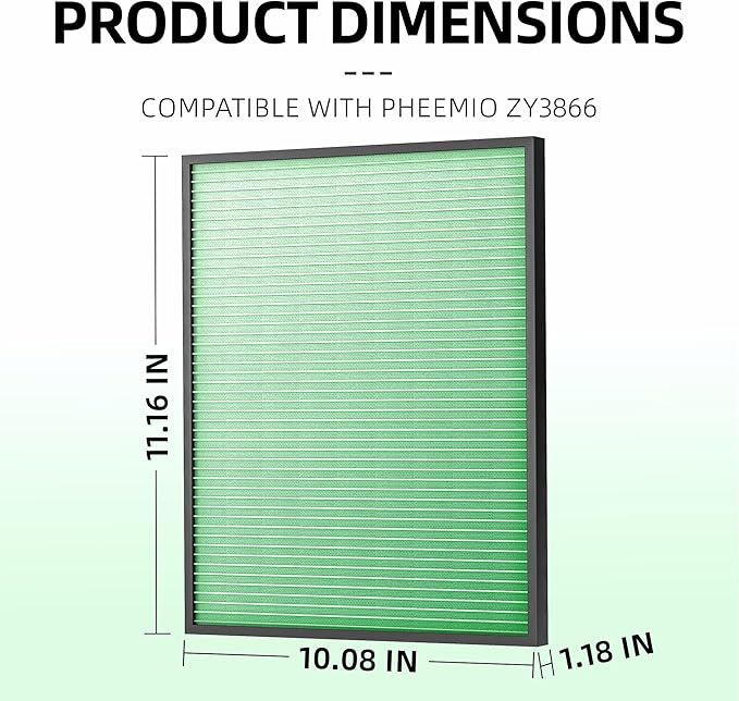 Toxin Remover Replacement Filter Compatible with ZY3866 Air Purifier, 1 Pack, 3-Stage Filtration for Pet Hair, Dander, Dust, Smoke, Odor & Pollen