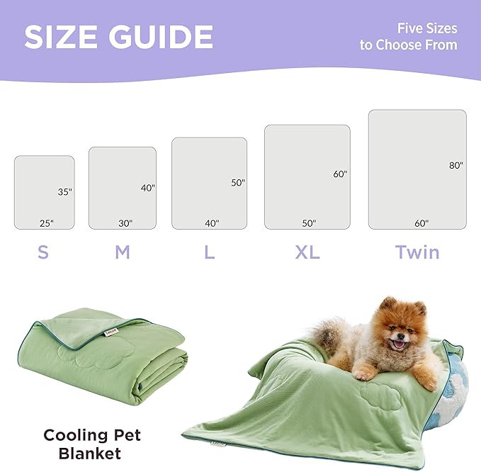 LE SURE Premium Cooling Blankets for Small Dogs - Washable Dog Cooling Throw Blanket with Q-MAX>0.4,Durable Self Cooling Pet Mat for Cat, Soft Cooling Summer Blanket for Hot Weather, Green, 25x35