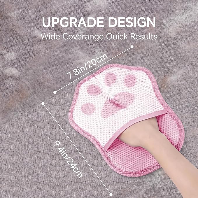 2025 Pet Hair Remover Gloves for Dogs & Cats - Electrostatic Grooming Mitt with Dual-Action Bristles | Reusable Washable Furniture Couch Car Lint Remover Tool