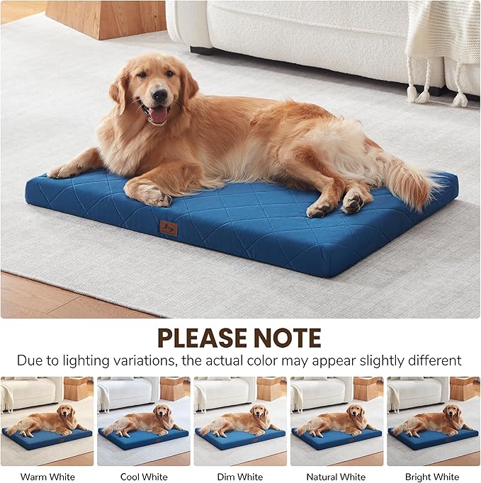 Orthopedic XL Dog Beds for Extra Large Dogs, Waterproof Dog Crate Bed with Removable Washable Cover, Egg Crate Foam Pet Bed Mat, 41"x28"