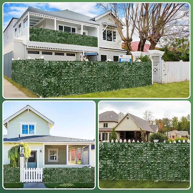 Artificial Ivy Privacy Fence Screen, 100x40 inch Artificial Hedge Grass Wall,Faux Ivy Fence Privacy Screen, Decoration for Patio, Balcony, Garden, Backyard Indoor Outdoor Decor
