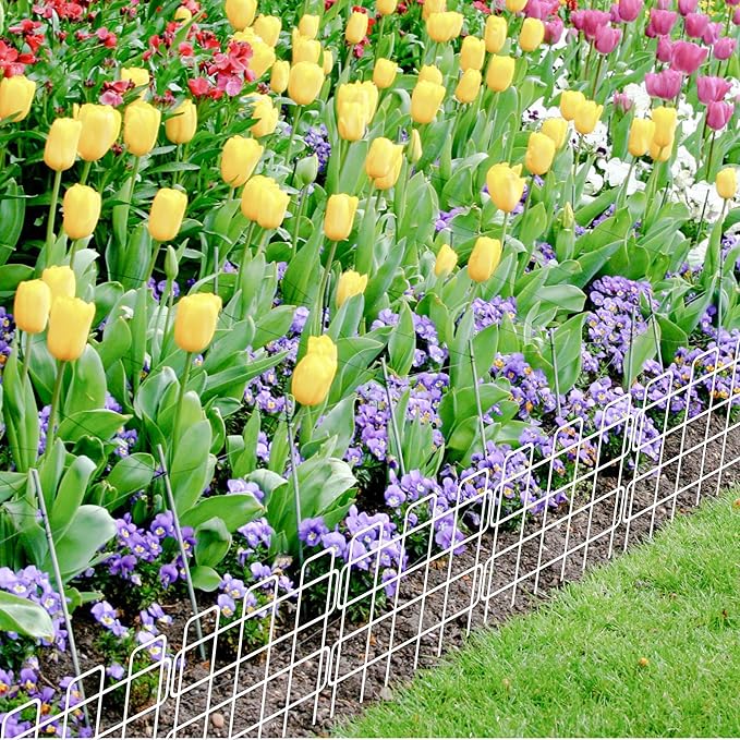 ShopLaLa Garden Fence Animal Barrier (10 Panels) 12in(L) x 16.5in(H) Small and Short Decorative Outdoor Dog Fence, Metal Fencing Plant Protectors from Pet Rabbit Landscape Yard, Wire Fences Border