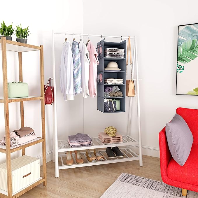 MAX Houser Hanging Closet Organizer, Hanging Sweater Organizer,Foldable Hanging Shelves for Closet