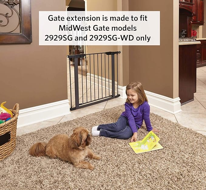 MidWest Homes for Pets Steel Pet Gate Extension; Pet Gate Extension Measures 3' Wide x 29' High in Textured Grahite (Fits MW Model # 2929SG & 2929SG-WD)