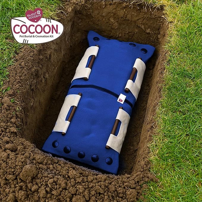 Cocoon® - Eco-Friendly Pet Burial & Cremation Ceremony Kit (Premium Wool) - Casket for Dogs and Cats (Choose Size & Color) (XL, Indigo)