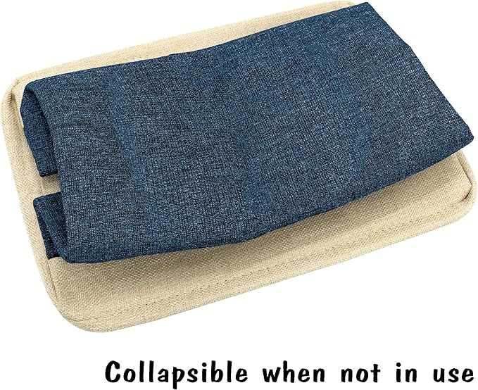 PET ARTIST Dog Toy Basket, Collapsible Dog Toy Bin Box with Comfortable Handles, Large Pet Toy Storage Basket Organizer for Accessories, Toys, Coat & Clothing, Blanket & Leash, Navy Blue, 15"x11"x9"
