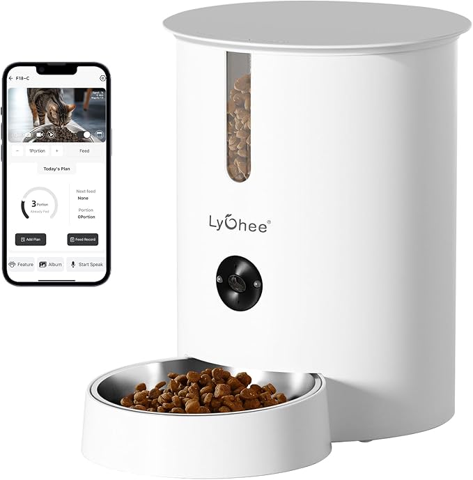 Lychee 5G WiFi Automatic Cat Feeder 1080P HD Camera Night Vision Two-Way Audio 2.8L Food Dispenser