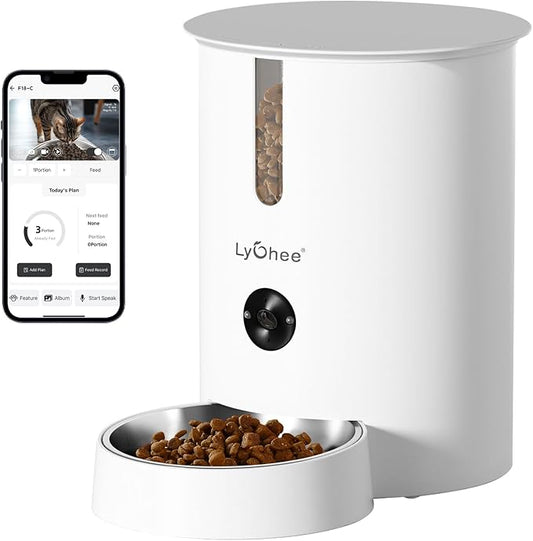 Lychee 5G WiFi Automatic Cat Feeder 1080P HD Camera Night Vision Two-Way Audio 2.8L Food Dispenser