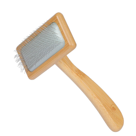Muse and Iris Dog Cat Slicker Brush with Bamboo Handle — premium grooming comb for removing shedding tangles and dirt