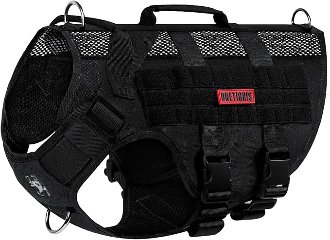 OneTigris no-pull tactical dog harness for medium dogs – breathable mesh military vest with handle for walking and hiking