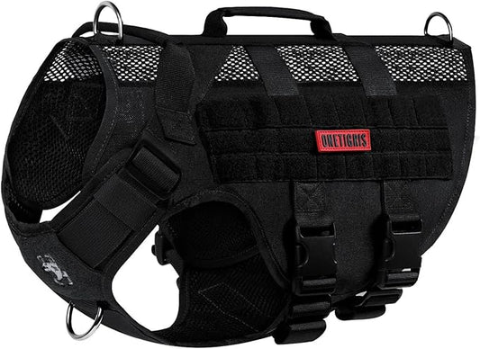 OneTigris no-pull tactical dog harness for medium dogs – breathable mesh military vest with handle for walking and hiking