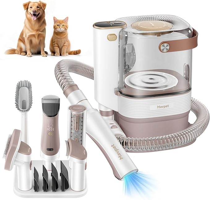 3.2L dog grooming vacuum kit with clippers and 6 deshedding tools for thick coats — professional pet grooming at home
