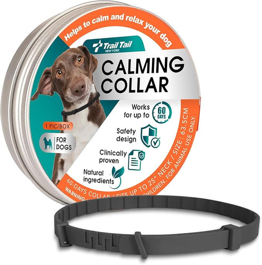 Calming dog collar fast-acting 60 days pheromone-infused anxiety stress relief separation anxiety small medium large dogs black