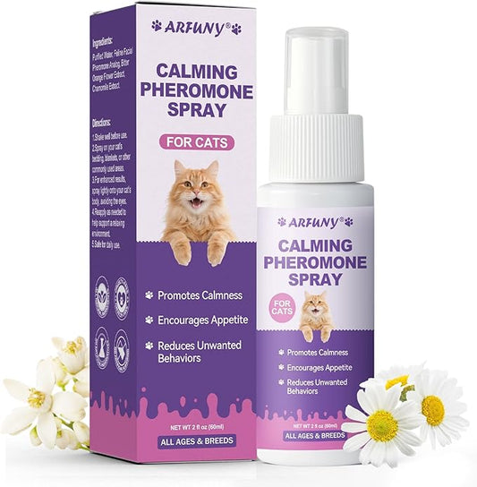 Cat Calming Pheromone Spray for Anxiety and Stress Relief Home Travel Vet Visits Natural Ingredients