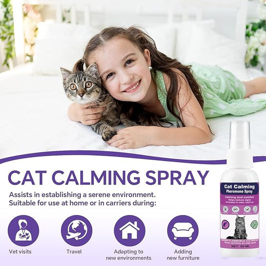 Cat calming pheromone spray with anxiety and stress relief formula – 60-day supply for reducing scratching urine marking and aggression