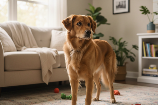 Dog showing subtle anxiety body language signs