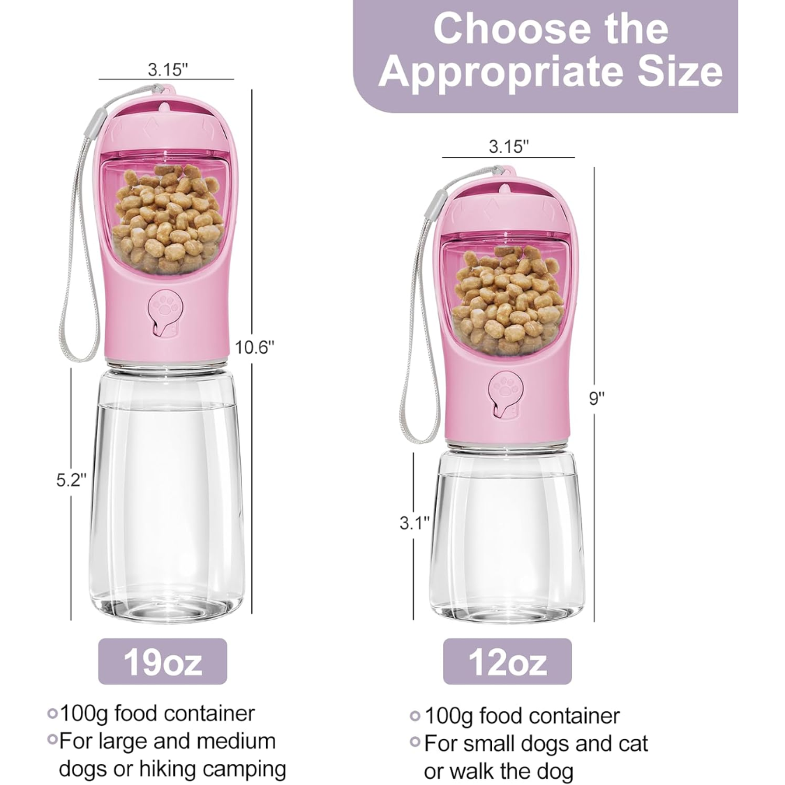 Portable Dog Water Bottle With Food Container, Drinking Bottle For Travel 2 In 1 Dog Water Bowl, Leak Proof Pet Water Dispenser, BPA Free, Puppy Essentials, For Walking Hiking - Image 7