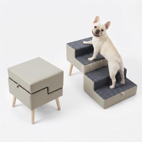 2-in-1 Foldable Dog Stairs & Ottoman, 15.7" H Dog Stairs - Image 2